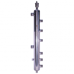 Rhella 2-Way 1-¼" x 1" 304 Stainless Steel Hydraulic Separator with NPT Connections.